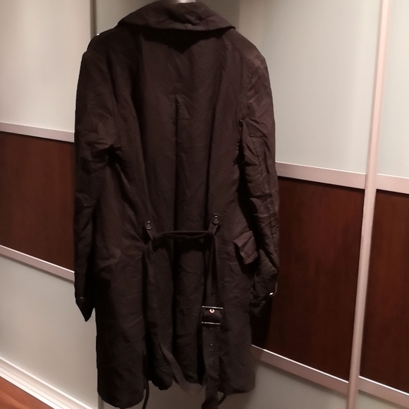 Men's black cotton trench style coat - Picture 6 of 7